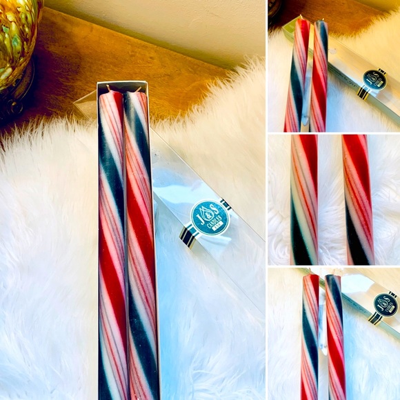 🦋2/$10 3/$15 4/$18 5/$20 Vintage Christmas Striped Wax Candlesticks